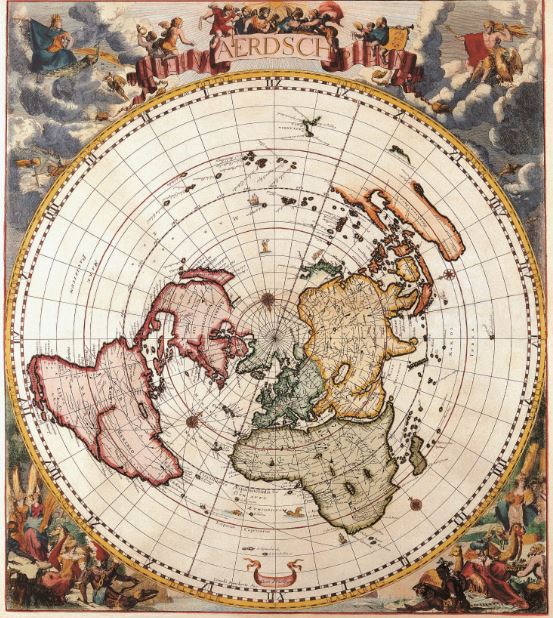 Карта мира 1700 года в редкой однополярной проекции — Портулан