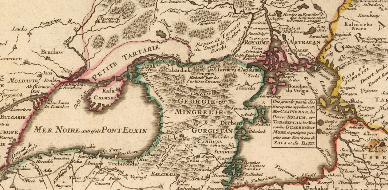 Красивая и редкая старинная карта России, изданная во Франции в 1722 году —Портулан