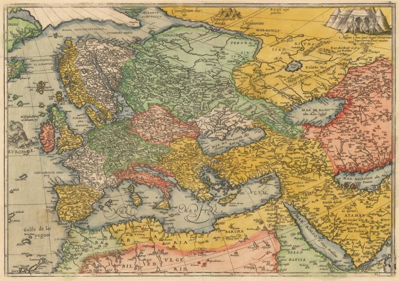 Старая карта Европы в XVI веке — Портулан