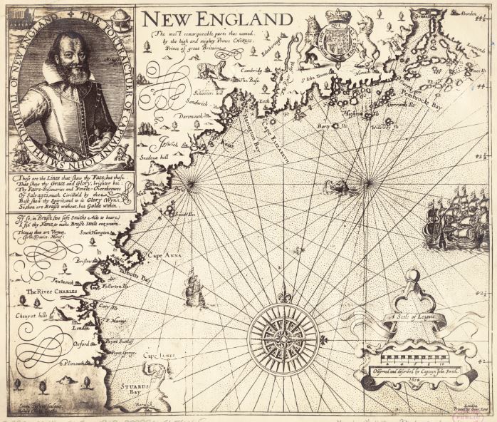 Первая карта Новой Англии, составленная основателем первой английскойколонии Джоном Смитом в 1616 году — Портулан