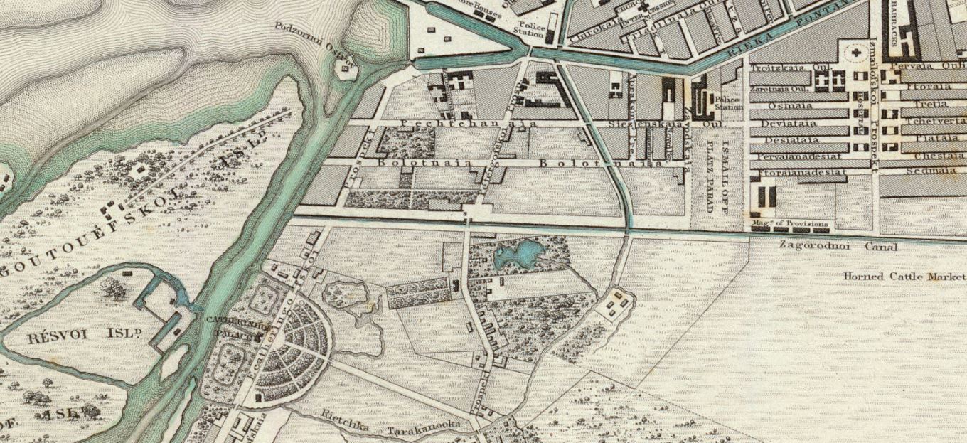 Нижняя часть карты. Старая карта Ливерпуля, 1836 год.